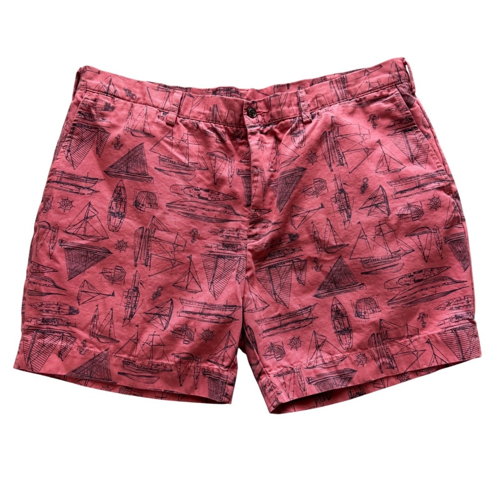 Polo Ralph Lauren Mens Size 38 Nautical Sailboat Shorts Pink Coral Cotton